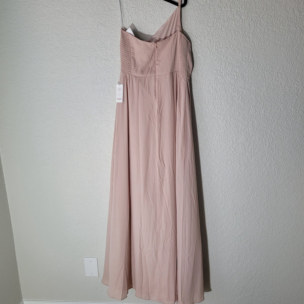 New Show Me Your Mumu Shannon One Shoulder Dress Dusty Blush Crisp Women's Large - Picture 7 of 12